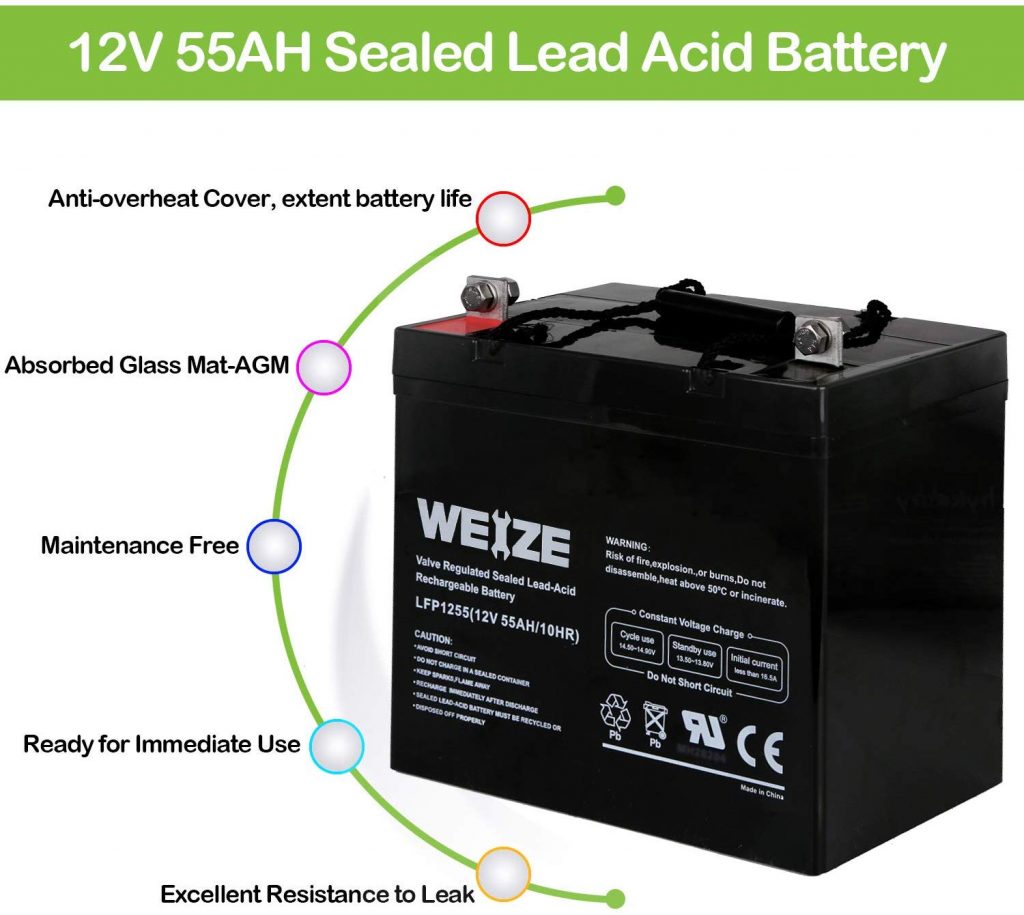 Weize FP12550 12V 55AH Deep Cycle Battery