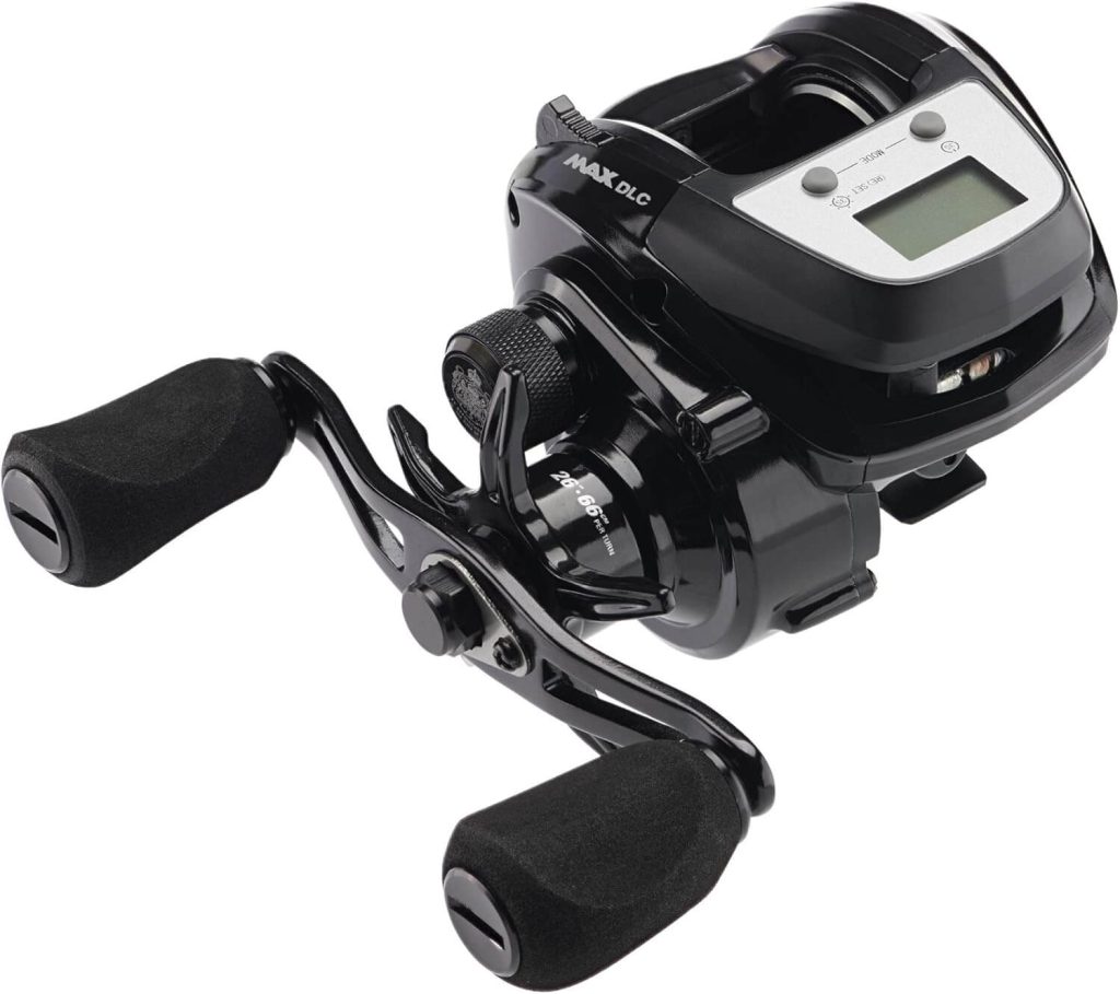 Abu Garcia Max Digital Line Counter Low Profile Baitcast Reel, Size LP (1498366), Carbon Fiber Star Drag, Max of 20lb | 9.0kg, Durable, Lightweight and Strong,Black